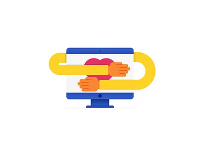 Love Your Computer arms computer desktop grain hands heart illustration love mac noise texture