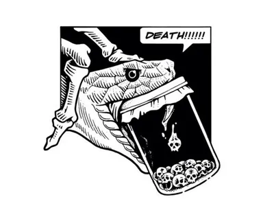 Venomous death illustration skull snake