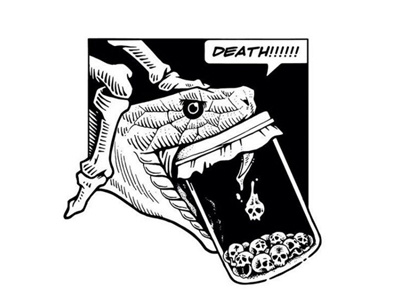 Venomous death illustration skull snake