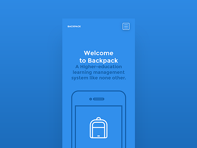 Backpack Landing Mobile backpack landing layout mobile responsive ui user interface ux web web design website