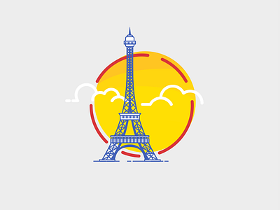 Eiffel Tower city eiffel tower europe flat graphic illustration paris