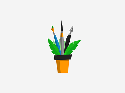 Planter art class brush pen calligraphy pen creativity paint brush plant potted plant vector art