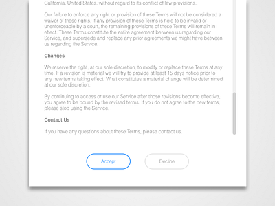 Daily UI #089 - Terms of Service 089 accept button contract dailyui decline terms of service ui ux