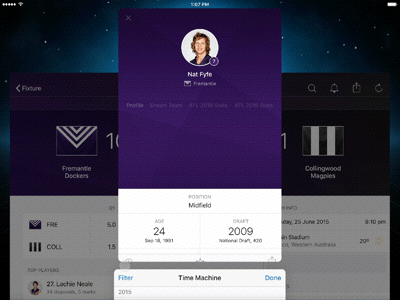 Player Time Machine afl ipad player principle profile sports
