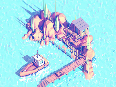 Fisherman's Shack 3d boating bright cinema4d lowpoly