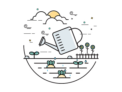 Watering the crops crops farm line line art watering can