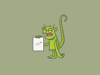 Monster activity cartoon character design funny green illustration monster tail vector