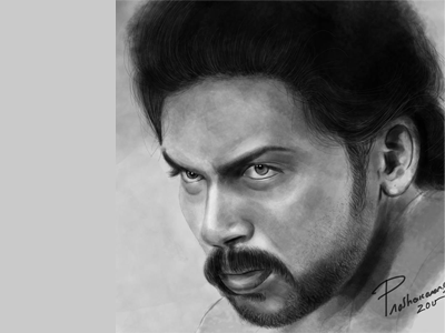 Digital Painting of Karthi design digital painting illustration kamal hassan photoshop portfolio