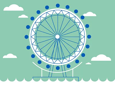 London Eye britain british ferrace wheel great britain illustration london london eye monoline red vector white yellow