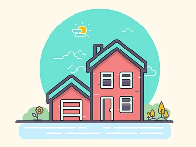 House illustration app architecture building design flat house icon illustration ui vector
