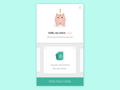 Feed Piggy Now ios mobile design money piggy bank saving user interface