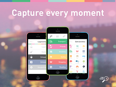 Captime - Time Tracking Mobie App android animation app icons ios minimal mobile mockup tiles ui ux windows