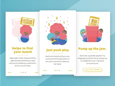 Funk Parade Onboarding 70s character cotton candy funk hair onboarding