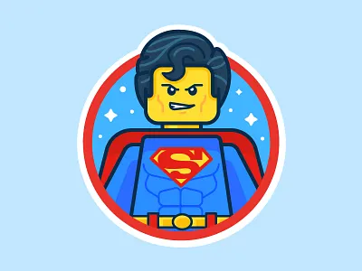 Superman comic icon illustration lego magnet sticker vector