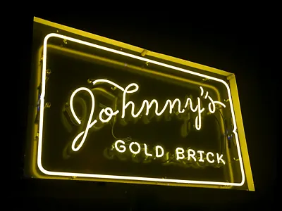 Johnny's neon bar gold houston lettering neon script