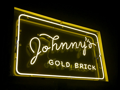 Johnny's neon bar gold houston lettering neon script