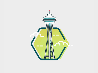 Space Needle flat graphic illustration seattle space needle tower