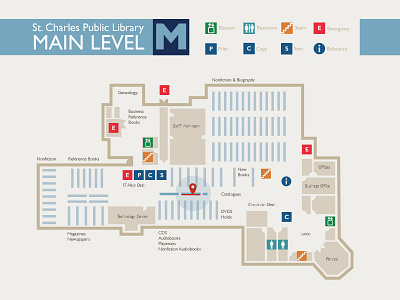 Library Floor Map catalogue flat floor iconography information information design layout library map plan