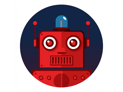 RoboDude 3.0 antenna chrome dome halftone illustration retro robot texture