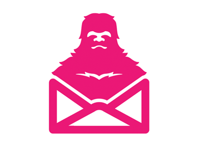 Envelope Giant Yeti Mail bigfoot brand design envelope giant identity logo pink sasquatch vector yeti