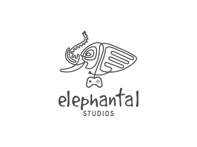 Elephantal Studios Logo animals cable controller design elephant fun games logo trunk wire