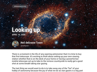 #dailyui #035 - Spacey Blog Post blog post blogging dailyui material materialui ui