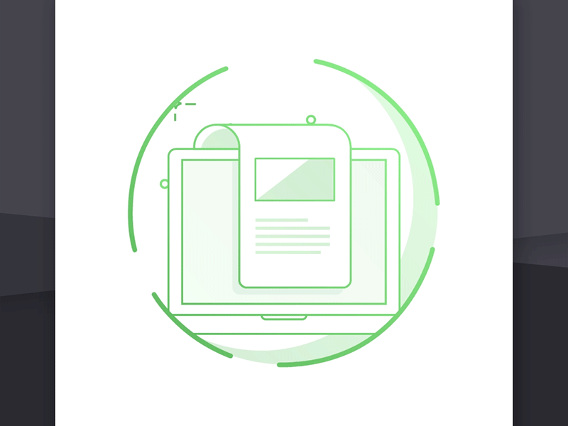 Oh you have a mail! brand green icon illustration laptop line mail stroke vector