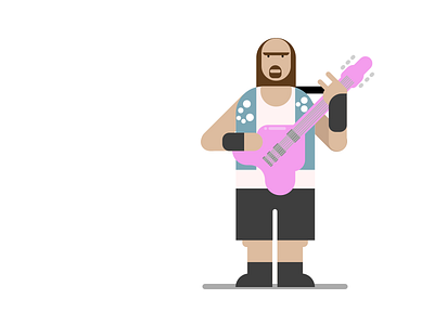 Snake agile bass character flat guitar hero illustration metal performance rock scrum vector