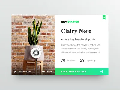 Kickstarter widget card card kickstarter layout project ui ux web design widget