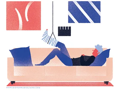 SO BORING ON THE SOFA boring boy giovanna giuliano illustration plaster cast relax social sofa