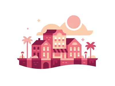 Storefronts abstract city illustration ocean storefronts town