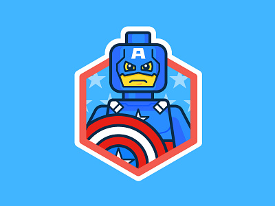 Capitan America comic icon illustration lego magnet sticker vector