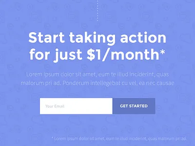 Get started action clean click design email flat form get started to typography ui