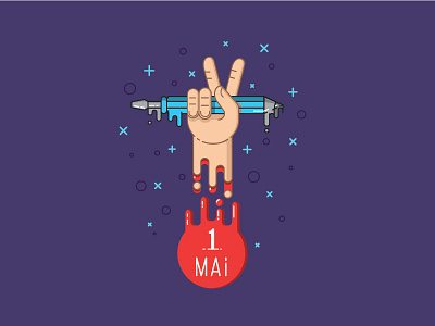 1st Mai day design first flat hand illustration mai work