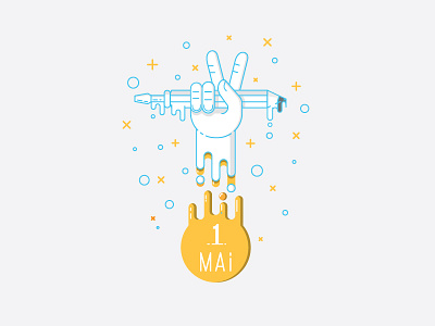 1 Mai day design first flat hand illustration mai work