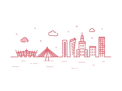 Warsaw Skyline city flat icon illustration poland simple warsaw