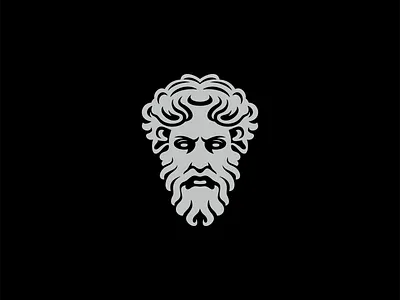 Ancient Greek Philosopher Logo ancient barber beard branding design education face greek illustration knowledge logo man mark mithology philosopher portrait poseidon vector zeus