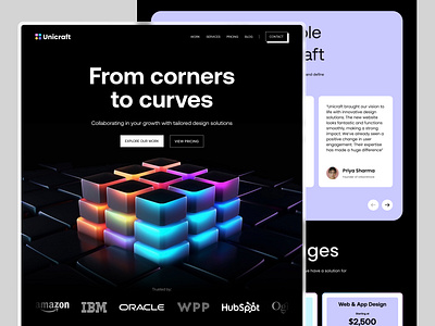 Unicraft Landing Page agency business website design design inspiration designer digital agency home page landingpage modern portfolio startup style guide ui design uiux user experience user interface web webdesign website website design