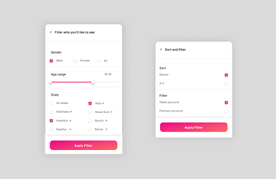 Mobile Filter Exploration app filter design app filter ui design app sort and filter ui design app ui design mobile sort and filter ui design sort and filter ui design