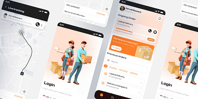 Tracking Application animation app application design illustration mobile onboarding orange order parcel tracking ui