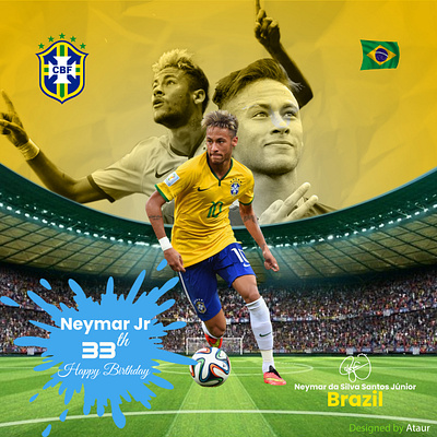 Birthday social media design birthday branding celebrate design graphic design happy neymar jr.. social media wish