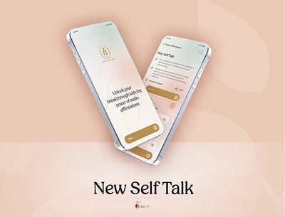 The mobile app named " New Self Talk" designed by Ansysoft adobephotoshop affirmationapp aipoweredaffirmations anxietyreliefapp customizableaffirmations mentalwellbeing mindfulnessapp mobileapp newselftalkapp personalgrowth positiveaffirmations selfcareapp selflovejourney stressreliefapp voiceaffirmations