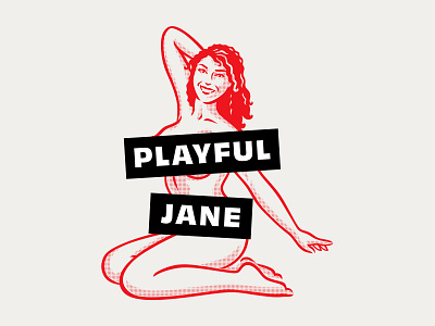 Playful Jane - Cannabis Company adult branding cannabis cheerful classic custom graphic design health illustration lady logo nude packaging playful retro sexy spot illustration vintage