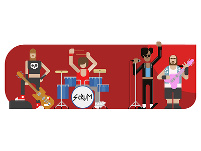 Scrum! Band agile band bass drums flat guitar illustration metal music organisation rock scrum