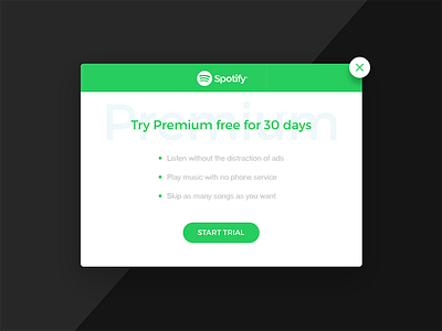 Spotify Premium Pop Up. 016 daily ui green pop up premium spotify trial ui ui design ux