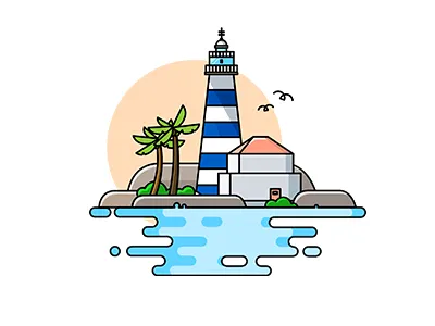 Seascape art beach blue coconut lighthouse line nature sea seacape water