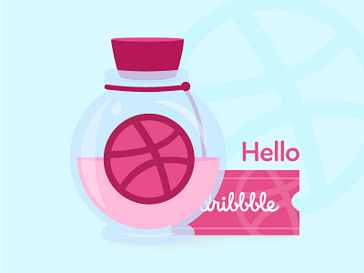 Hello Dribbble - Creativity Potion bottle circular creation creative creativity dribbble first shot hello invitation magic potion rounded