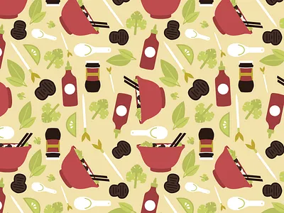 Pho! (Yum, yum!) bean sprout beef cilantro hoisin lime mint pattern pho soup spoon sriracha vietnamese