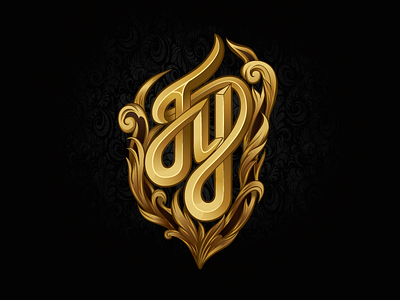 JY Logo round 3 gold handlettered illustration leaf script lettering logo personal branding typography