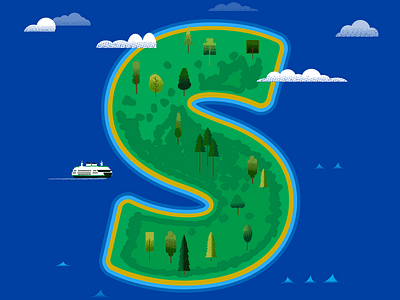 S is for Seattle digital island map seattle texture travel vacation washington